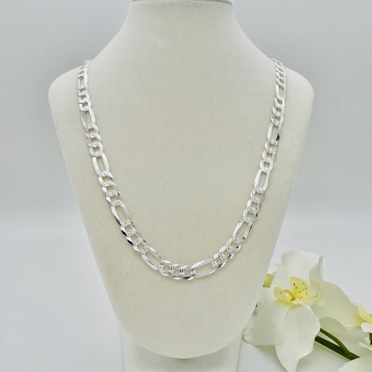 S1587 Super Flat Figaro Pave Chain 7mm. x 26"