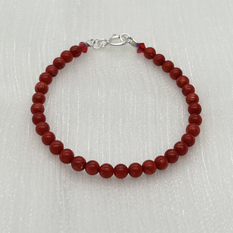 CH859BL Dyed Red Bamboo Coral Bracelet 6.5"