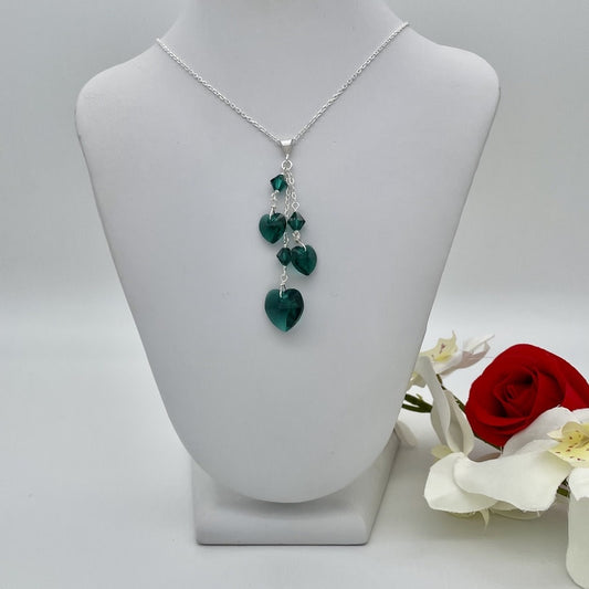 C1244NL SW Emerald Hearts Necklace 16"