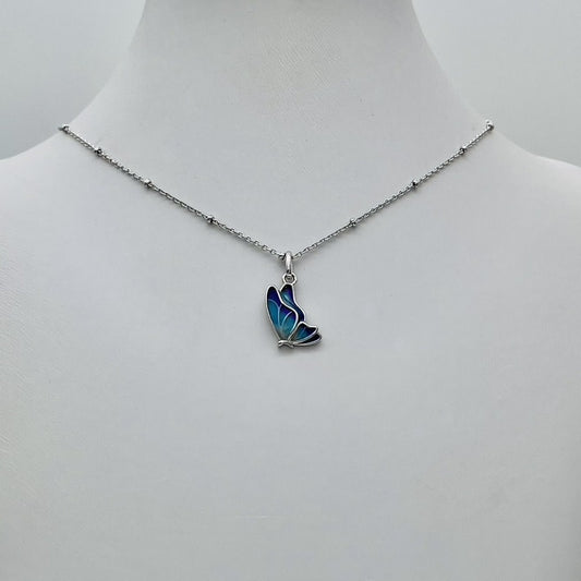 S1735NL Blue Butterfly Necklace 18"