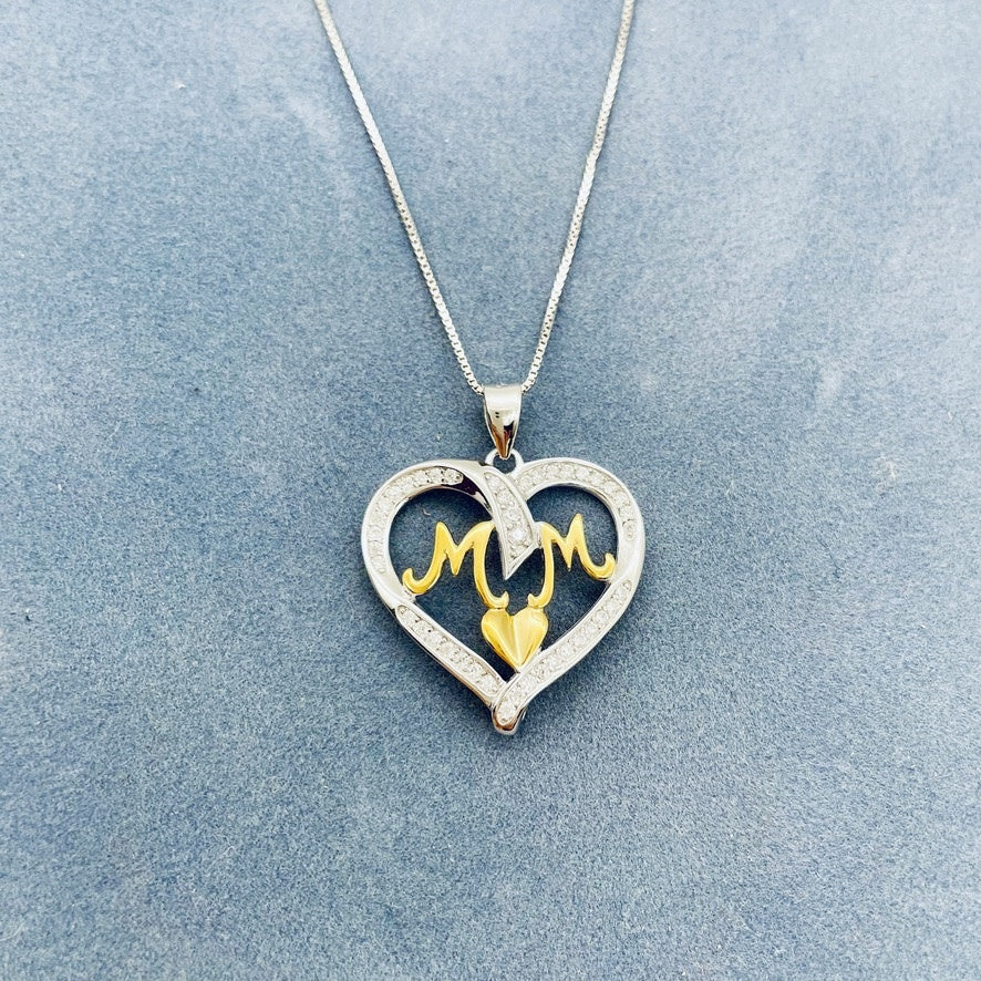 Z1519   18" Heart Mom Necklace