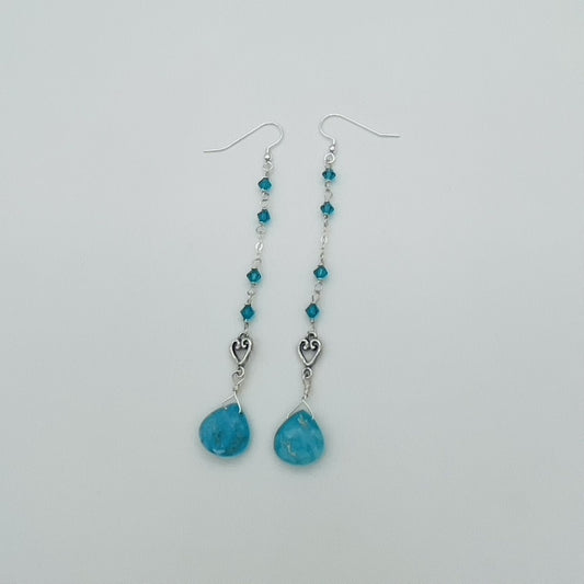 ST1702  4" Turquoise Earrings