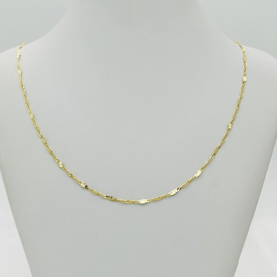 G282CH 14K Gold Singapore Style Chain 1.4mm.x16"