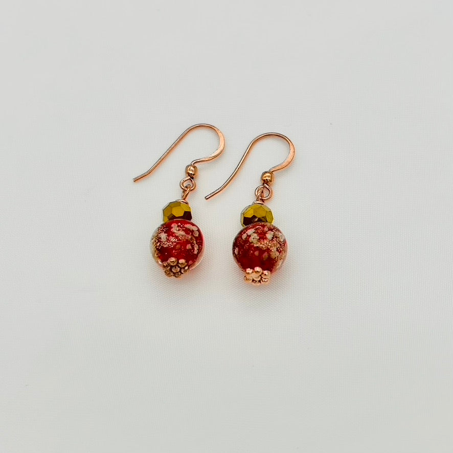 CO15ER  Red Lampwork Glass  Earrings