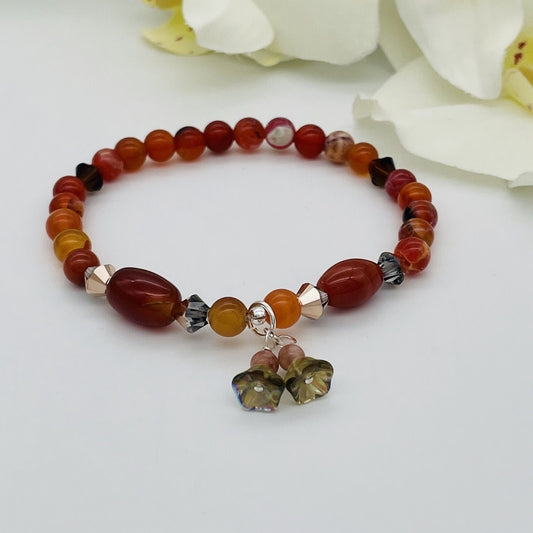 ST1556BL Red Agate & Sun Stone 7.5"