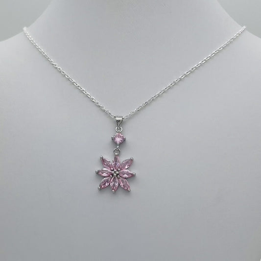 Z1289 Flower 18" Necklace Pink