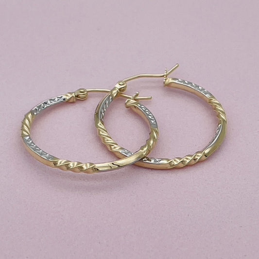 G-152  14 K Gold Hoops 2mmX25 .93gr