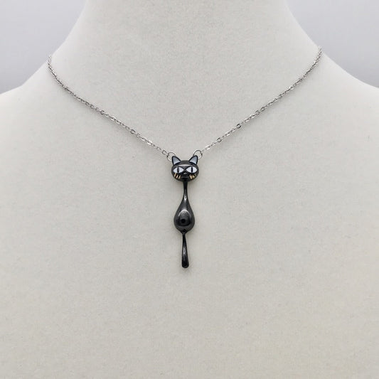 S1577NL Black Cat Necklace 16+2"