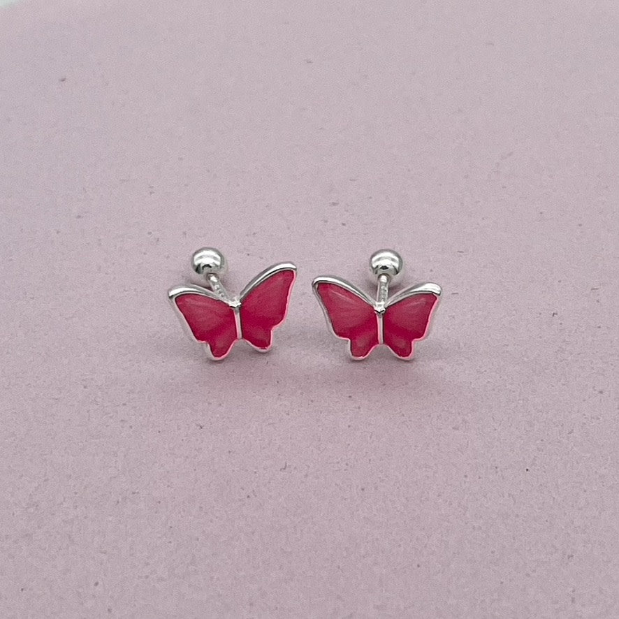 S1705ER Pink Butterflies Earrings