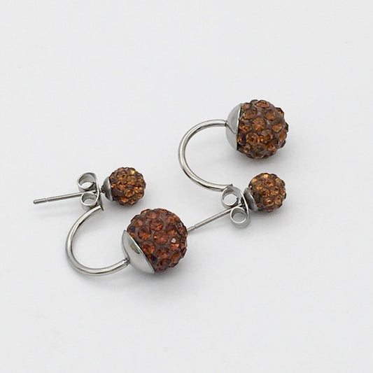 SS928 Brown Double Side Stud Earrings