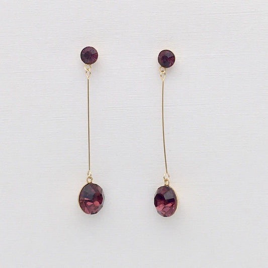 SS955  Gold Plated Purple Earrings