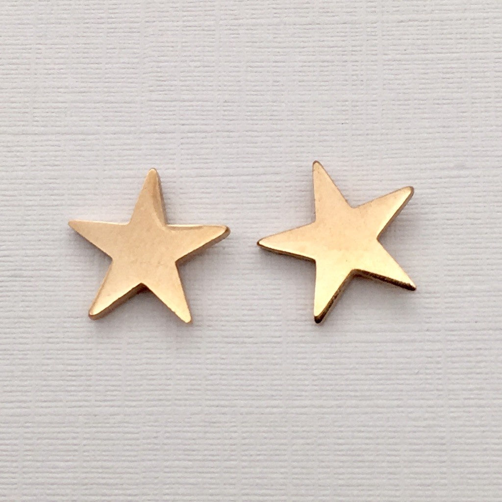 SS1059 Star Earrings Pink Gold 10mm.