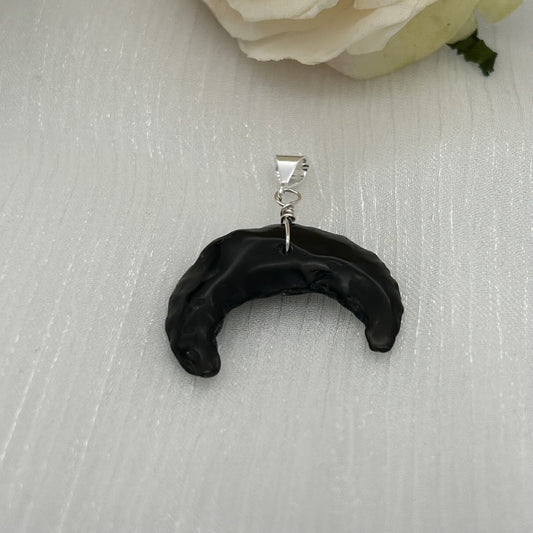 ST1852  Black Obsidian Naja Symbol Pendant