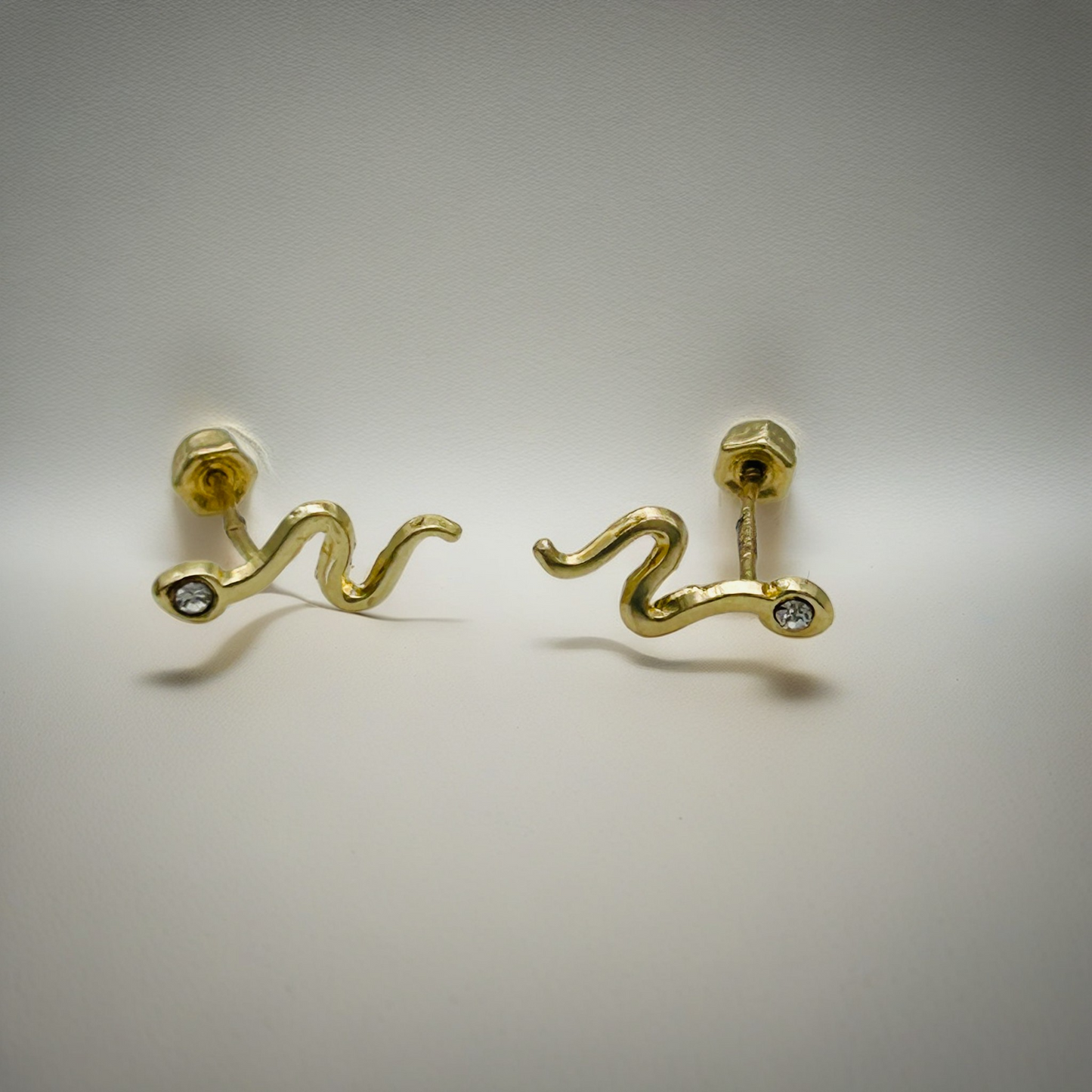 G387ER 14K Gold Snake Post Earrings