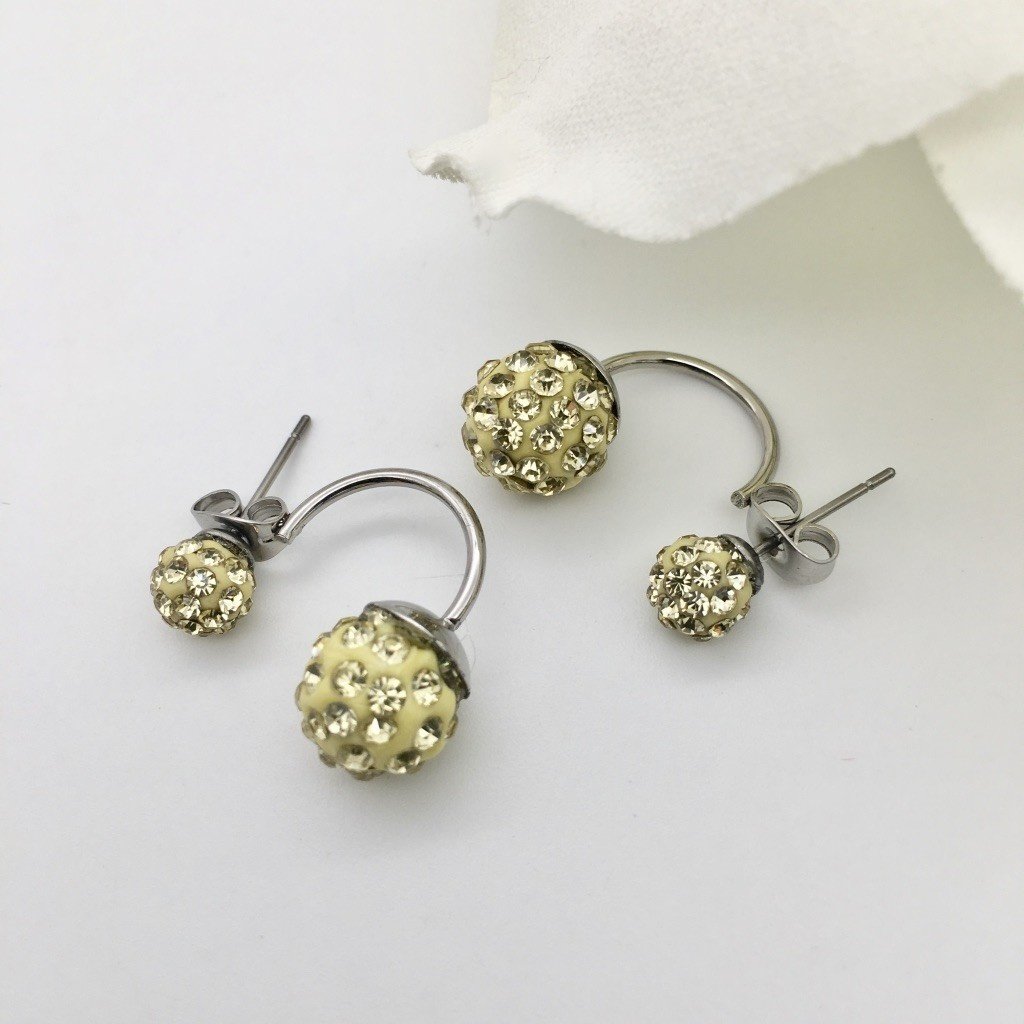 SS928 Yellow Double Side Stud Earrings