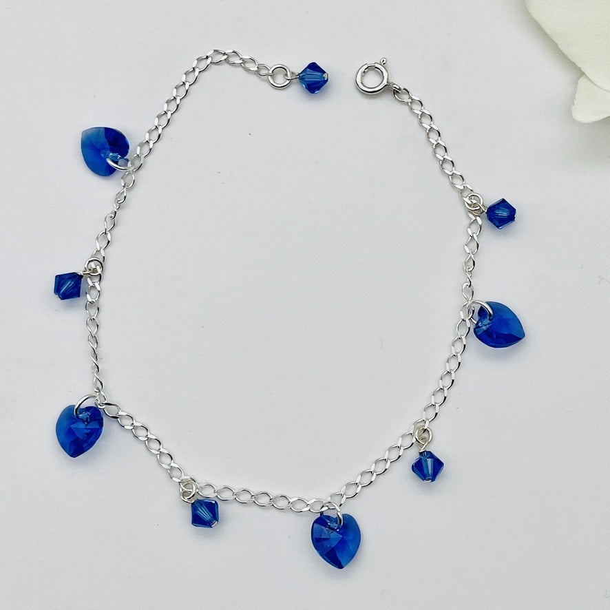 C1268 10" Anklet  Sapphire