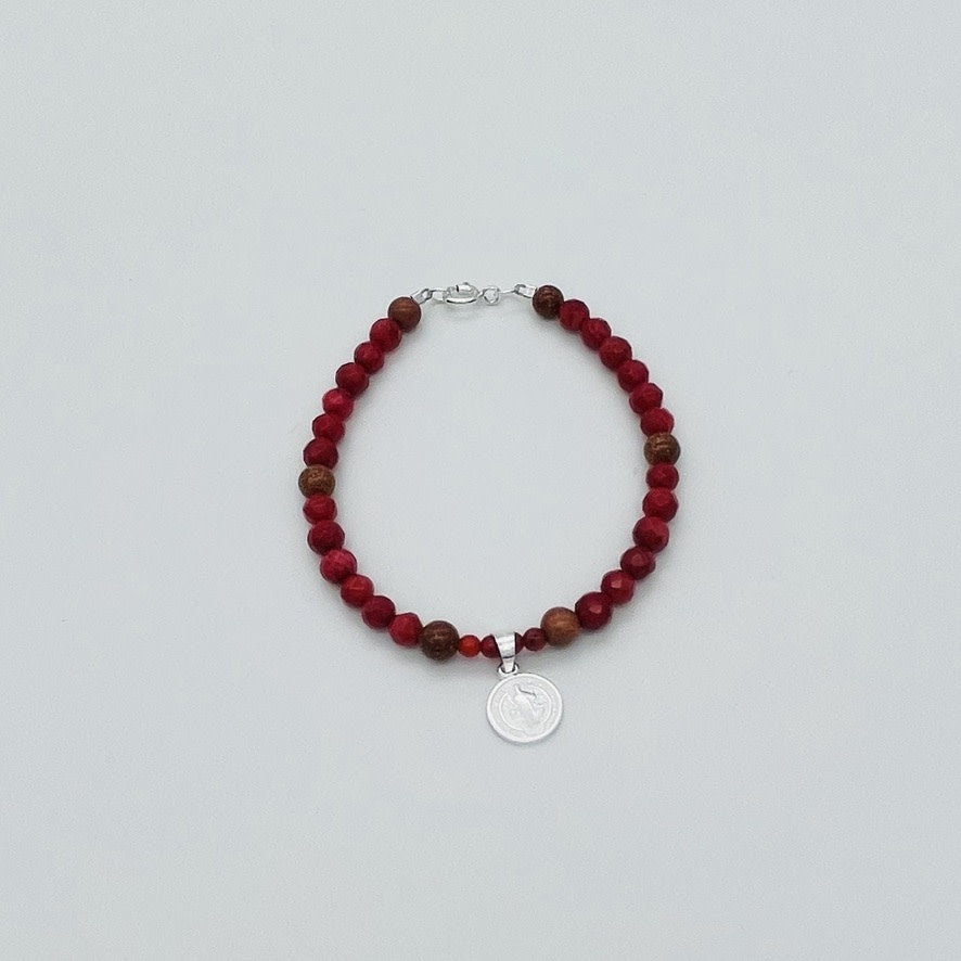 ST1460 San Benito with Red dyed Bamboo Coral Bracelet 8"