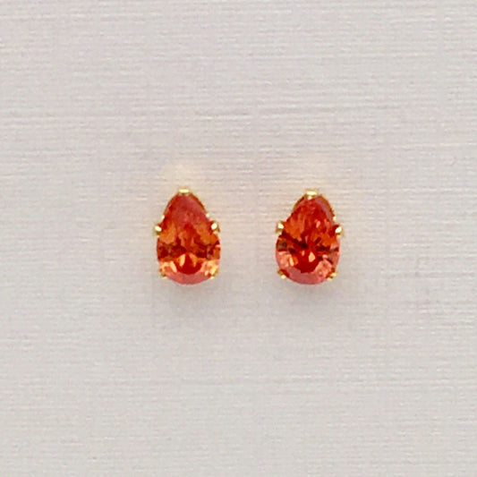 SS950   6X4 mm. Red Earrings