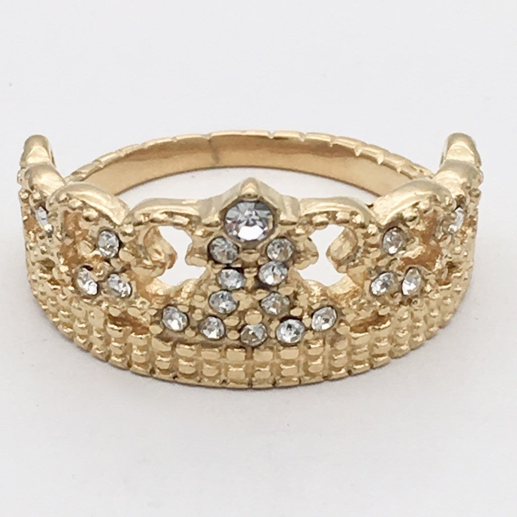 SS1038 Gold Plated Crown Ring