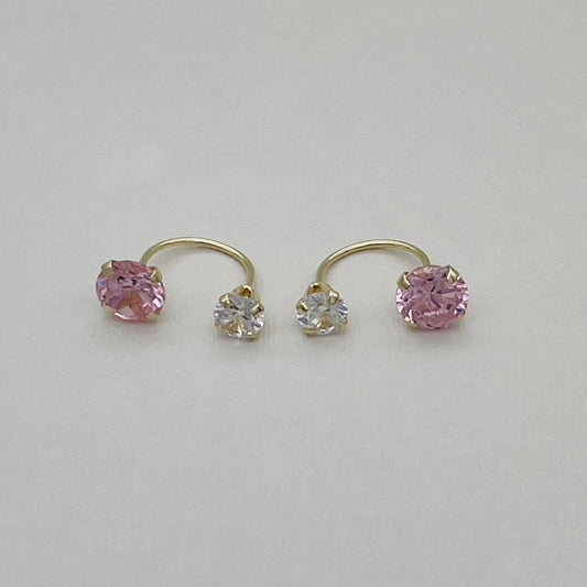 G-200  14K Gold Pink Earrings