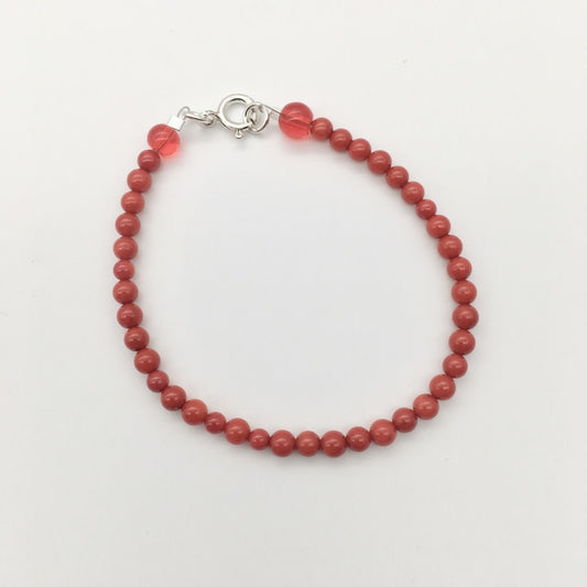 ST1445 Red dyed Bamboo Coral Bracelet 7"