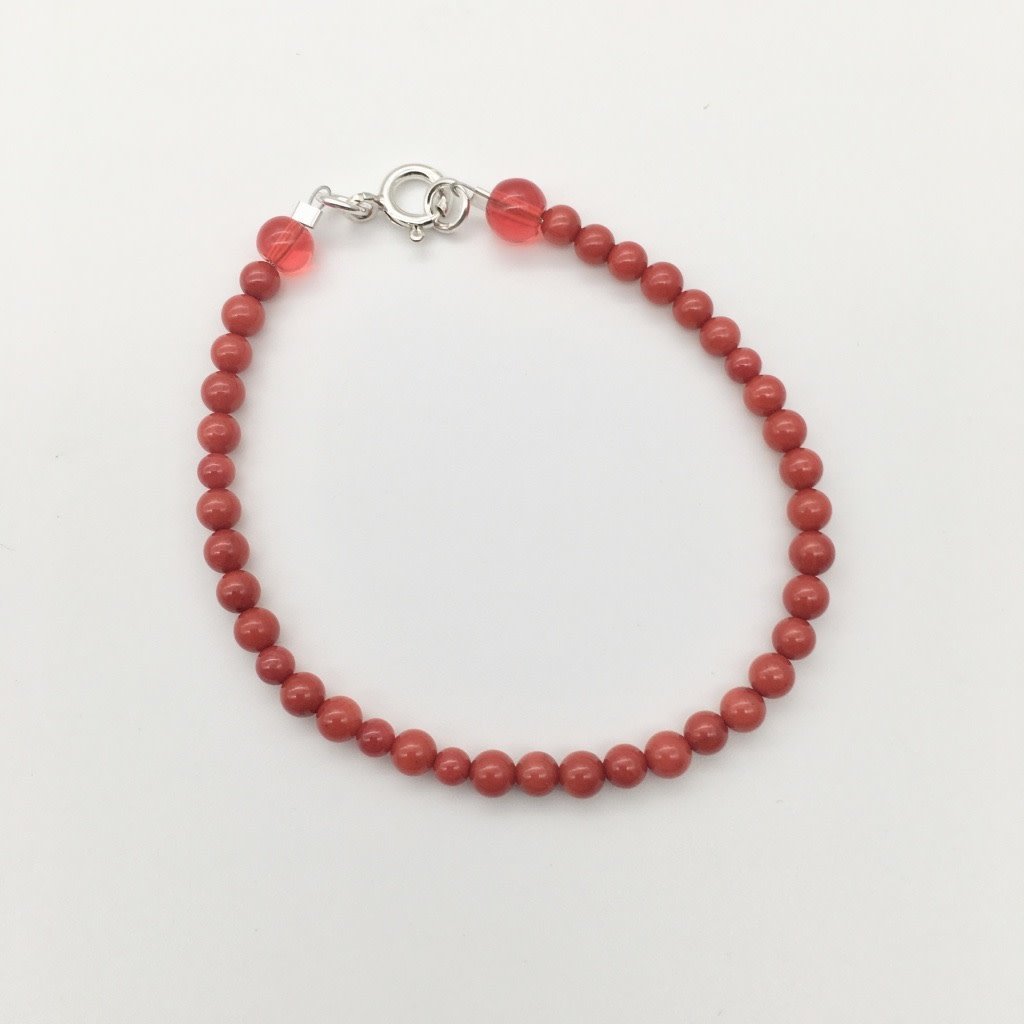 ST1445BL Red Dyed Bamboo Coral Bracelet  6.5"