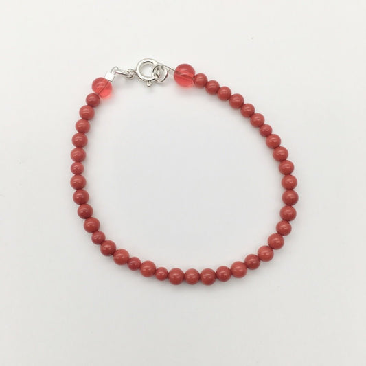 ST1445 Red dyed bamboo Coral Bracelet  6.5"