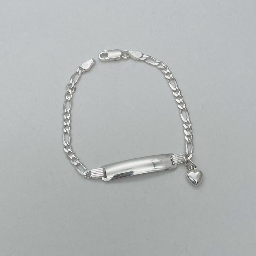 S1427BL Figaro Bracelet With Heart 4mm. x 7"