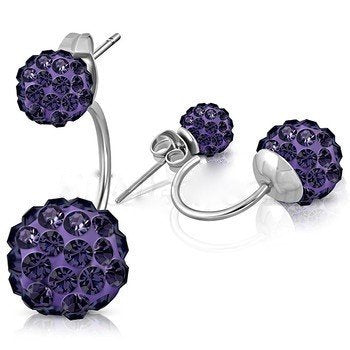 SS928 Amethyst Double Side Stud Earrings