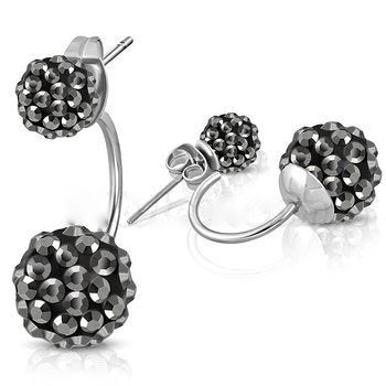 SS928 Gunmetal Double Side Stud Earrings