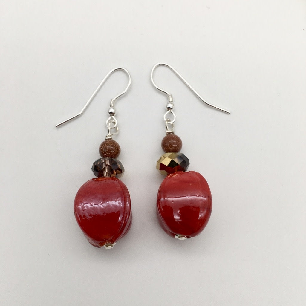 C1232  Earrings Red