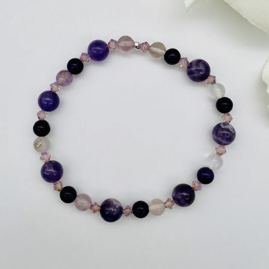 ST1548BL  Amethyst and Fluorite Bracelet 8"