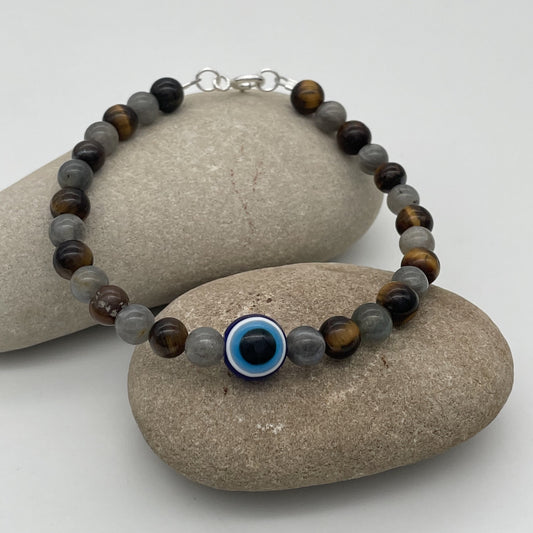 ST1555  Tiger Eye & labradorite Bracelet 8"