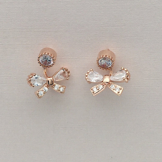 Z1476  Bow Earrings Rose Gold Plated