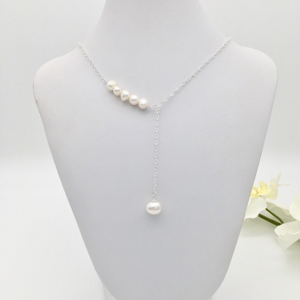 SH972 18" Pearls Necklace white