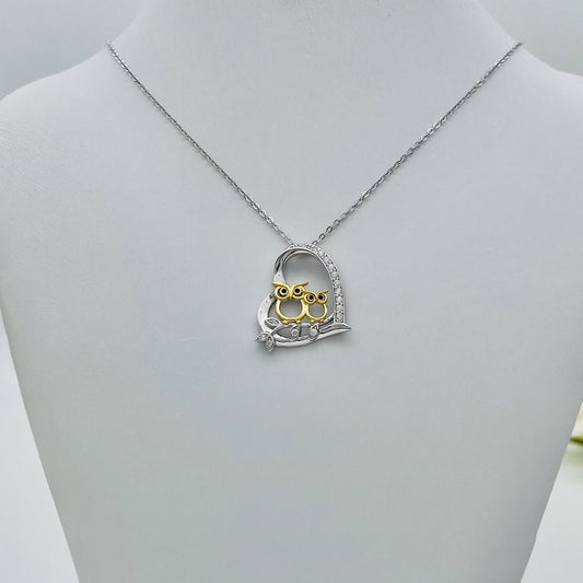 Z1516NL Mother & Daughter Owls Necklace 18"