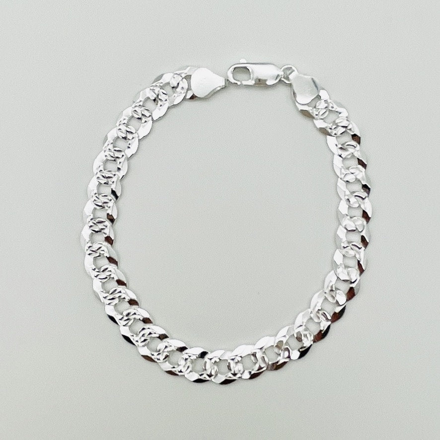 S1623 Curb Link Pave Bracelet 6.1mm. x 8"