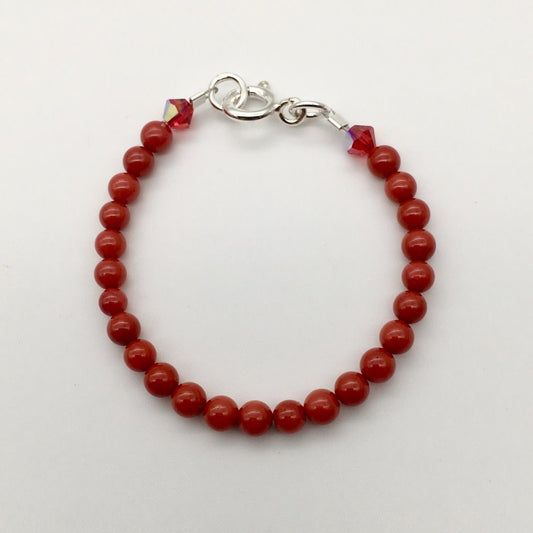 CH859BL Dyed Red Bamboo Coral Bracelet 5"