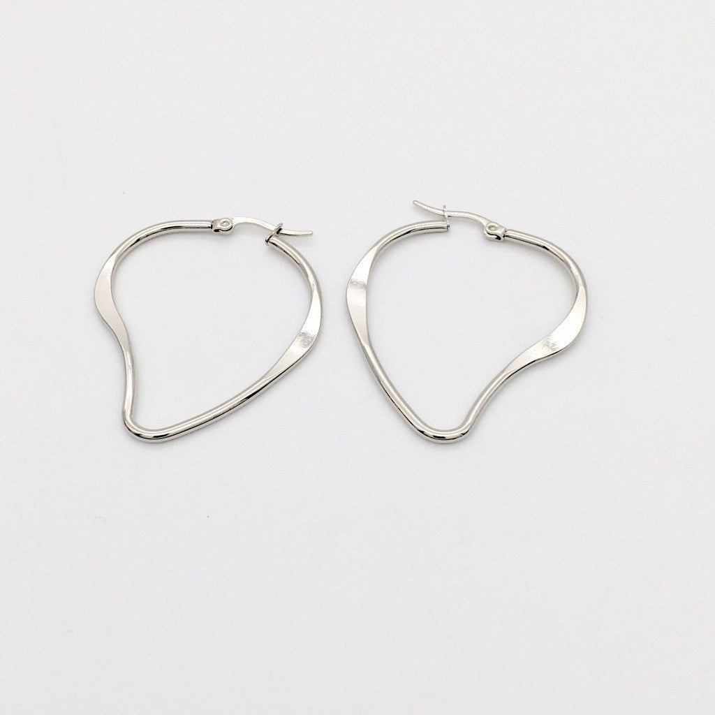 SS1389 38X42mm. Heart Hoop Earrings