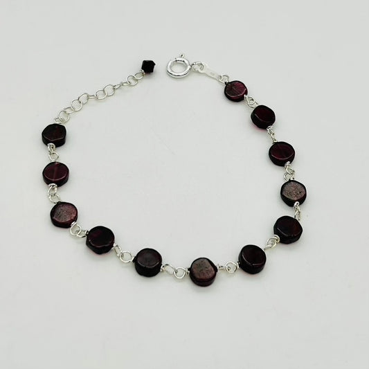 ST1929BL Garnet Bracelet  7.5" Long