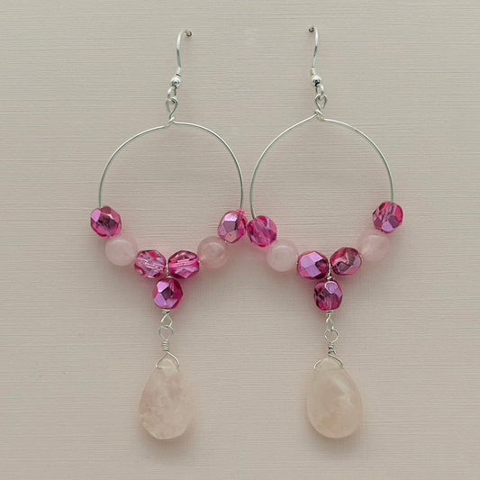 ST1924ER Rose Quartz 3" Long Earrings