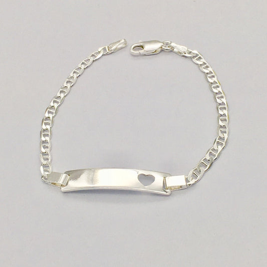 CH895 Marina ID Bracelet with Heart 6mm. x 6"