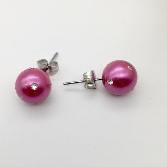 SS1113 8MM. EARRINGS FUCHSIA