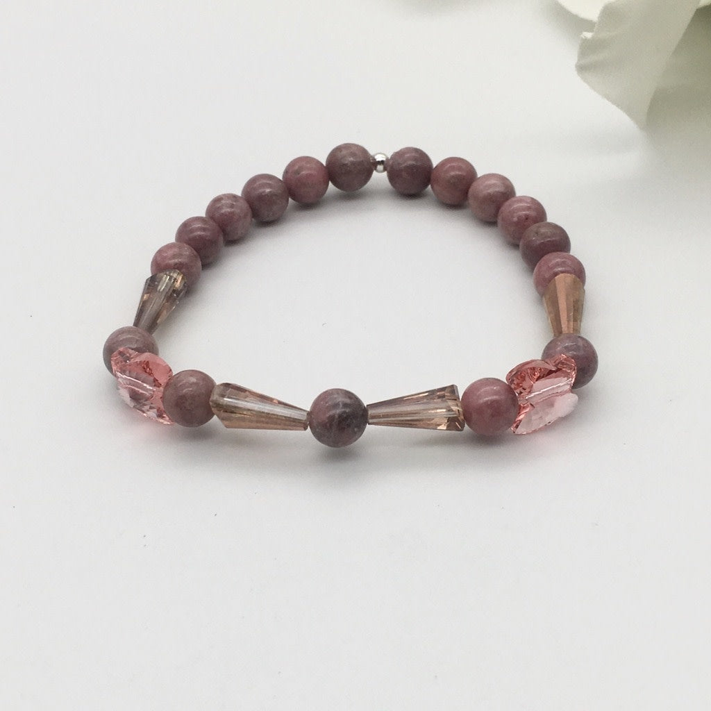 ST1484BL Rhodonite Bracelet  7"