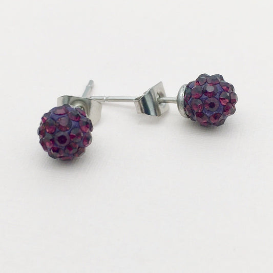 SS948 6mm.Purple Earrings