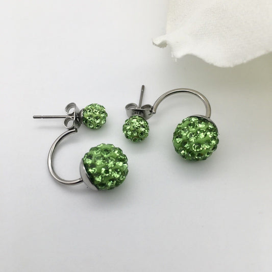 SS928 Green Double Side Stud Earrings