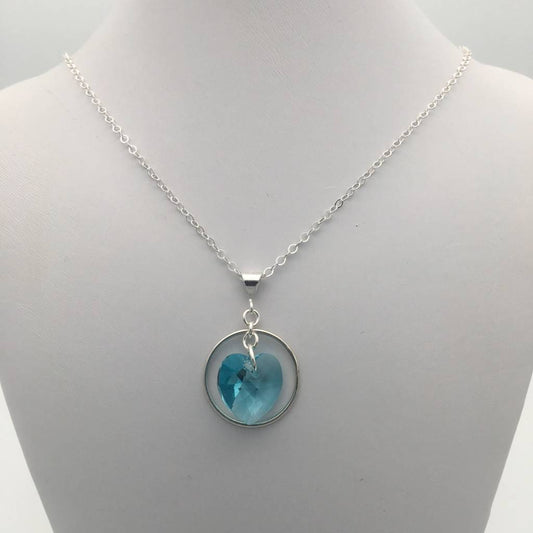 C1228   18" Blue  Heart Necklace