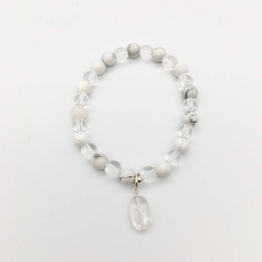 CH-900 6" howlite and R Crystals Bracelet