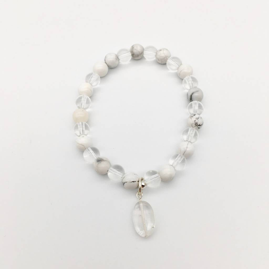 CH-900 6" howlite and R Crystals Bracelet