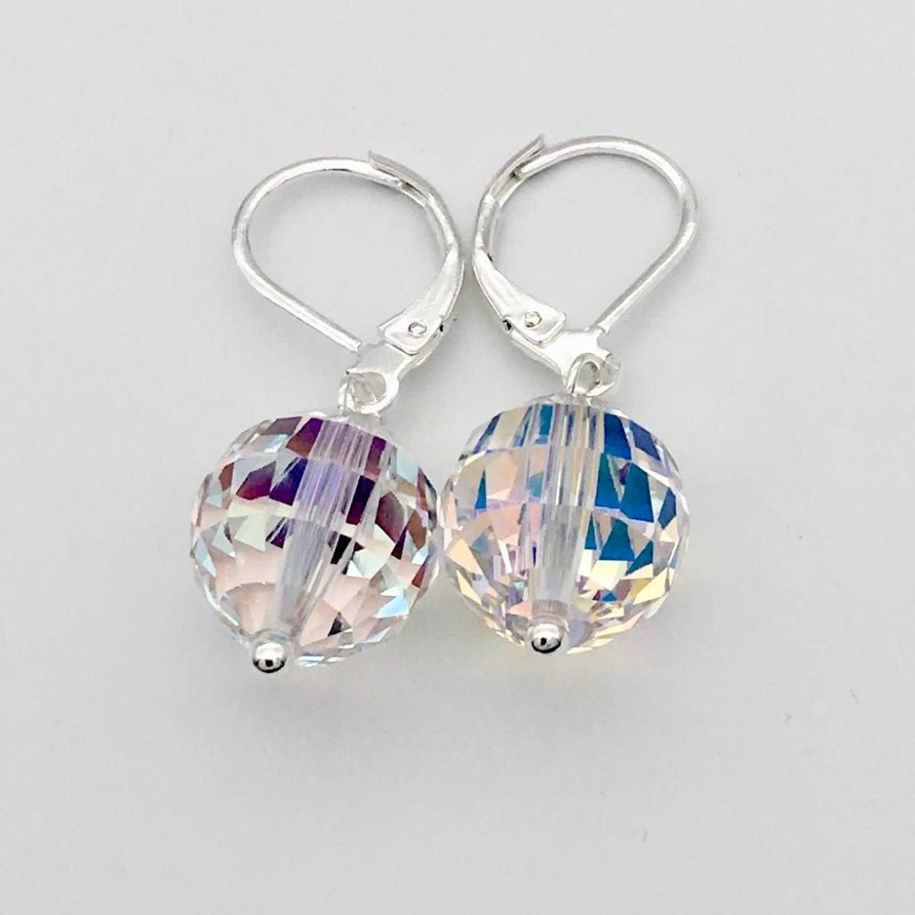 C1106ER Short AB Disco Ball Earrings